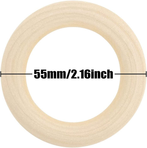 20PCS Natural Wood Rings for Crafts, Macrame Rings for DIY, Wooden Rings Without Paint, Pendant Connectors 55mm/2.2inch...