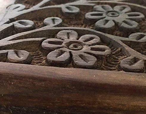 New Age Imports, Inc. GIFT IDEAS~ Floral Carved Handmade Wooden Box 4 inches by 6 inches~Ideal for storing Jewelry, Coins, Tartot cards, Small Tre...