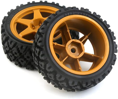 RC Buggy Rubber Mud Rally Tires Wheel Compatible With Tamiya 1/10 TT01/TT02/XV-01 /HPI RS4 RC Upgrade Spoke Black Tyres...