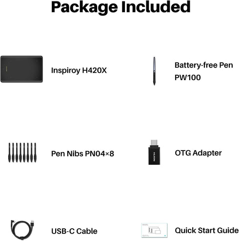 HUION H420X OSU Tablet Graphic Drawing with 8192 Levels Pressure Battery-free Stylus, 4.17x2.6 inch Digital Tablet Compatible with Window/Mac/Linu...