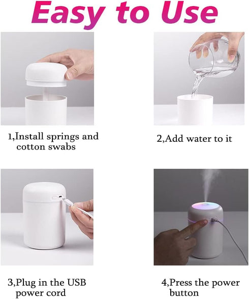 Colorful Cool Mini Humidifier, Essential Oil Diffuser, Aroma Essential USB Personal Desktop Humidifier for Car, Office Room, Bedroom etc,2 Adjusta...