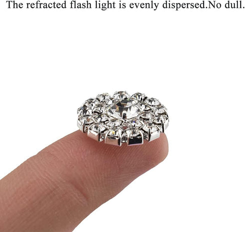 Hahiyo Crystal Rhinestone Flower Buttons Clear Glass 19mm Flatback Bling Reflective Sparkly Big Enough Hole Thread Clean Remove for DIY Jewelry Se...