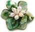 50mm/Green Shell with Freshwater Pearl Bead Asymmetric Flower Brooch/Handmade/Slight Variation In Colour/Size/Shape/Natural Irregularities...