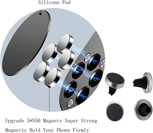 Phone Ring Holder for Hand Finger Kickstand 360° Rotation Metal Ring Grip with Magnetic Phone Car Mount Holder Car Air Vent Magnetic Mount Car Pho...