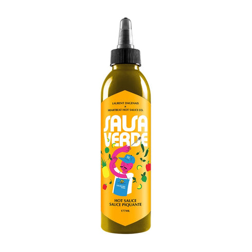 Heartbeat Hot Sauce x Laurent Dagenais Salsa Verde: Poblano Peppers, Pineapple, Tomatillos, Avocado Oil, Honey, Oregano, and Cilantro, 6 oz - Smal...