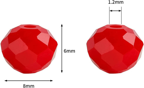 8mmPorcelain Red Rondelle for Jewelry Making 380pcs Faceted Briolette Shape Crystal Spacer Beads Assortments Supplies Accessories for Bracelet Nec...