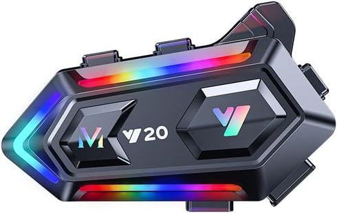 Motorcycle Helmet Bluetooth Headset, Cool RGB Dazzling Lights Motorbike Helmet Speaker Double Noise Cancellation Intercom Communication Systems wi...