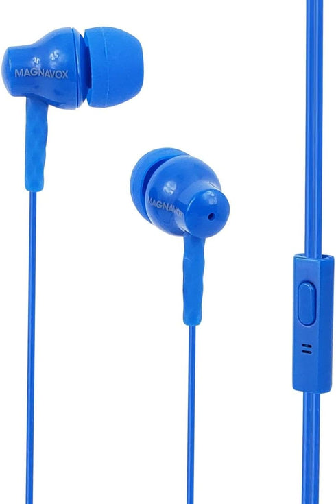 Magnavox MHP4851BL Ear Silicon Earbuds with Microphone - Blue...