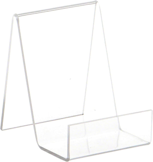 Plymor Clear Acrylic Flat Back Display Easel with 1.5" Box Ledge, 4" H x 3" W x 4" D...