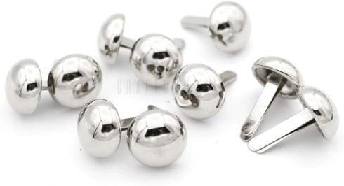 CRAFTMEMORE Round Brads Purse Feet Handbag Nailheads Spike Prong Studs 8MM 10MM 12MM 100 PCS (12 mm (?1/2"), Silver)...