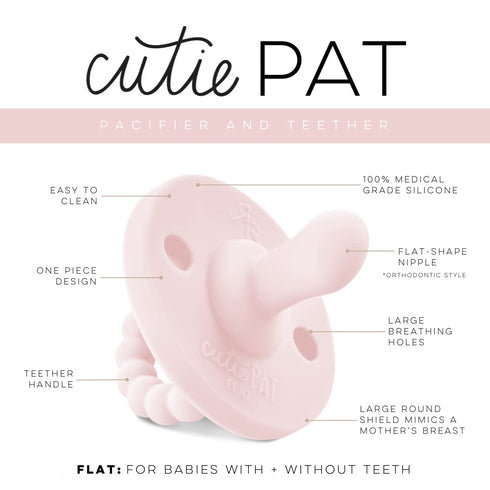 Ryan & Rose Cutie PAT Pacifier Teether (Flat, Pink)...