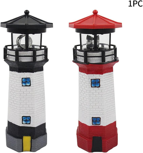 Solar Lighthouse Outdoor Solar Rotating LED Lighthouse Light Waterproof Lighthouse Statue Decorative LED Rotating Lamp for Garden Landscape Outsid...