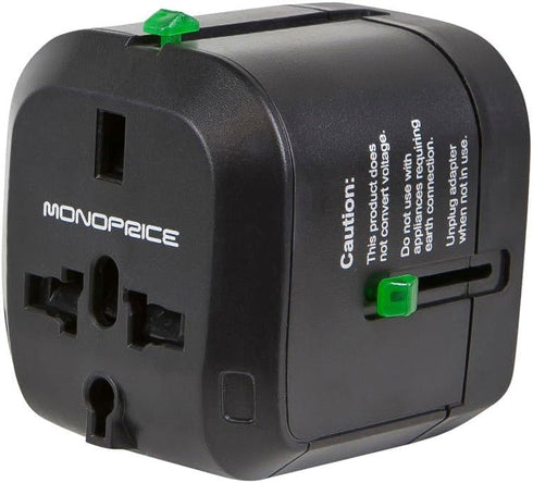 Monoprice Compact Cube Universal Travel Adapter, Supports International Power Outlets, Black...