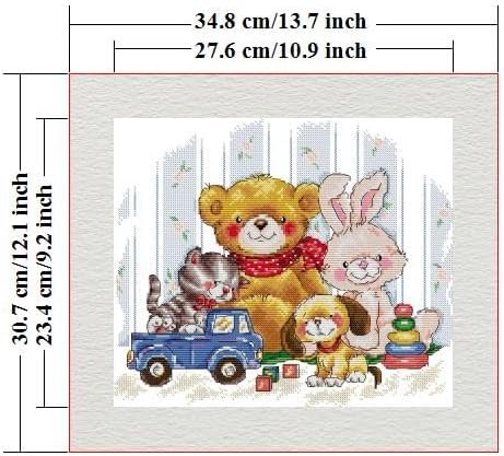 CROSSDECOR Cross Stitch Kit for Beginners Animal Patterns DIY Stamped Embroidery Set Counted Needlepoint Starter Kits Craft Supplies Handmade 14CT...