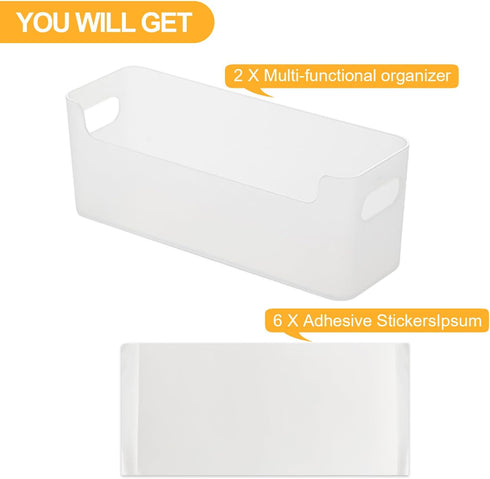 2 Pack Cabinet Organizer Storage, Adhesive Over Cabinet Door Organizer, No Drilling Space Saver Plastic Storage Containers Multi-Use for Kitchen B...