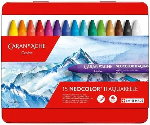 Caran d'Ache Classic Neocolor II Water-Soluble Pastels, 15 Colors...