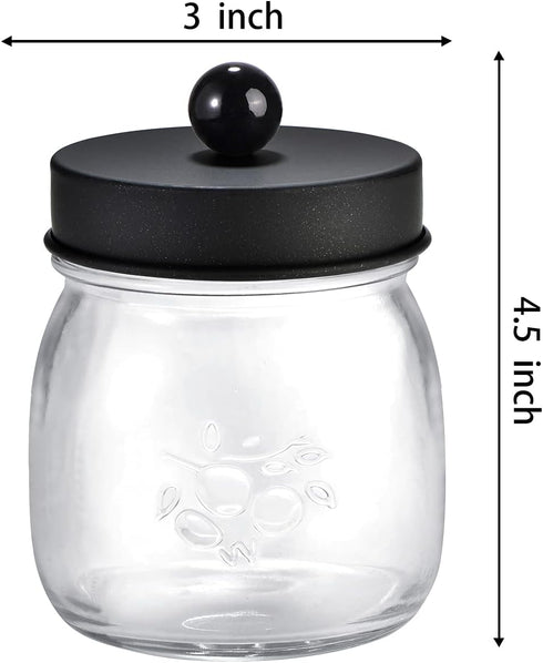 SheeChung 4 Pack Apothecary Jars with Lids, Bathroom Organizers and Storage, Qtip Holders Set, Bathroom Decor, Small Mason Jars for Q-tips, Cotton...