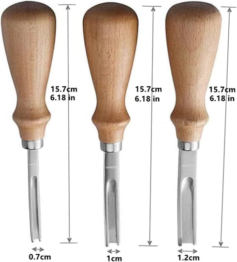 wan Leather Edge Skiving Beveler Tool Set, Wide Mouth Leathercraft Edge Skiving Beveler Leather Edge Trimmer with Wooden Handle Three Sizes(4mm,6m...