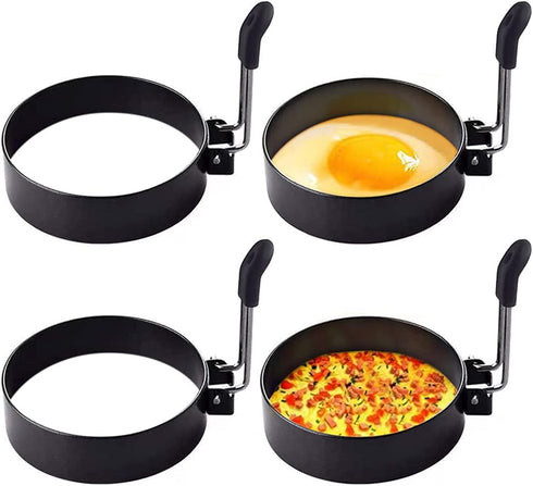 Yevior 4 Pack Eggs Rings,Round Egg Cooker Rings For Frying Shaping Cooking Eggs,Egg Maker Molds Kitchen Gadgets Egg Cooking Rings (4Pack)...