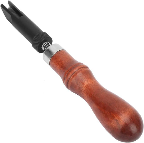 V Type Push Groover, Adjustable Wood Handle Leather Craft Hand Tool V Type Push Grooving Device Leather Grooving Craft Gouge Tool for Professional...