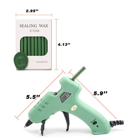 Green Sealing Wax Sticks add Glue Wax Gun, Hot Melting Glue Gun for Mini Size Green Wax Seal Sticks Low Tempreture Great Tool for DIY Wax Seals Wx...