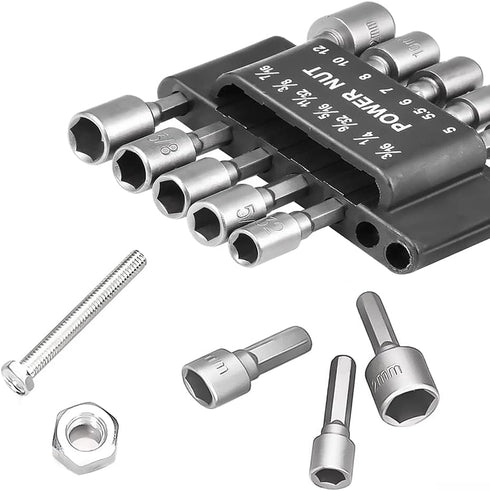 14Pcs Power Nut Driver Drill Bit Set Chrome-Vanadium Steel Quick Change Metric Socket Wrench Screw 1/4 inch Hex Shank Pneumatic Screw Sleeve House...