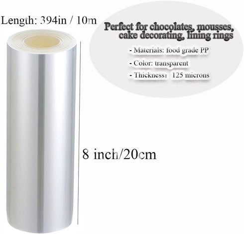 Acetate Cake Collar 8 x 394inch Transparent Cake Rolls, Clear Acetate Sheets Mousse Chocolate Collar Acetate Roll for Baking Surrounding Edge Deco...