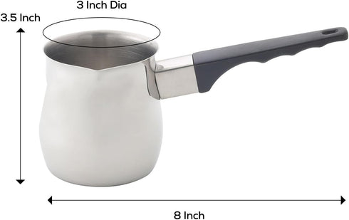 Fino Stainless Steel Turkish Coffee Pot - Professional 18/8 Warmer for Stovetop Coffee, Milk, Tea, Hot Chocolate - Delicious Daily Beverages - 12-...