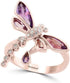 HUKQBUNX 18K Gold creative Dragonfly water drop purple zircon insect ring small crystal Cubic Zircon women's wedding engagement ring size 6-10 (Sz...