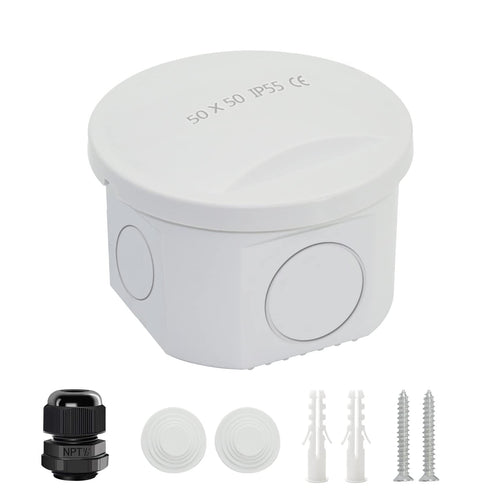 LeMotech Junction Box with Reserved Holes ABS Plastic Electrical Box IP55 Waterproof Dustproof Project Enclosure for Electronics White D2.9 x H1.7...