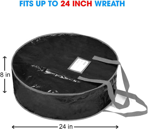 Wreath Storage Bag By Propik 24" - Garland Holiday Container Tear Resistant Material - Easy Storage Featuring Heavy Duty Handles And Transparent C...