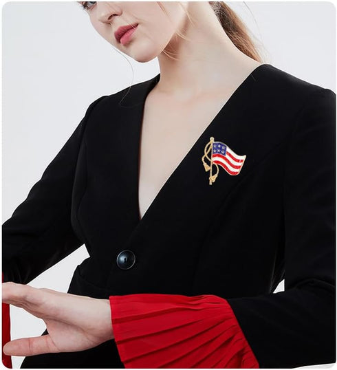 1-4Pcs Independence Day Badge Pins Brooch for Men Women 4th of July White Blue Red USA American Flag Lapel Pins American Star Pins Patriotic Brooc...