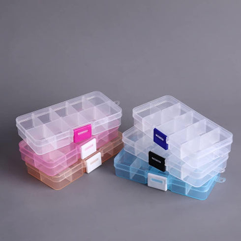 15 Grids Plastic Tray Clear Plastic Beads Storage Boxes with Movable Dividers, Jewelry Organizer for Craft Beads Fishing Hooks(Orange white Buckle...