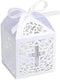50PCS Baptism Favor Boxes, 2.2''x2.2''x2.2''Laser Cut Favor Boxes with 50 Ribbons for Baby Shower Favors Baptism Decorations First Communion Party...