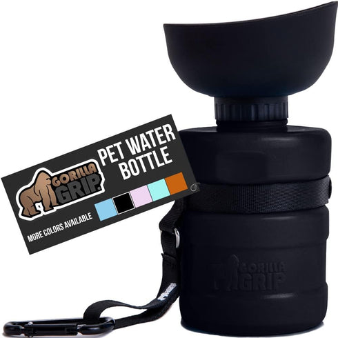 Gorilla Grip No Spill Portable Dog Water Bottle with Built in Bowl, Food Grade Silicone Leak Proof Pets Travel Drink Dispenser, Puppy Walk Trainin...