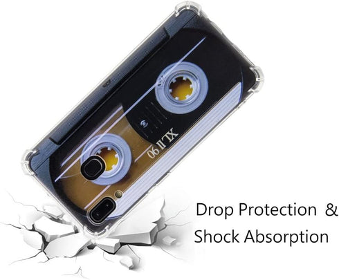 Case for Galaxy A20 with Reinforced Corners TPU Soft Bumper Retro Music Cassette Tape Case Compatible with Samsung Galaxy A20/A30...