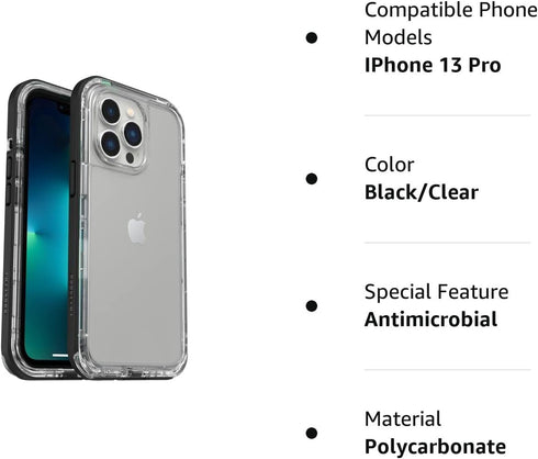 LifeProof NEXT SERIES Case for iPhone 13 Pro (ONLY) - BLACK CRYSTAL (CLEAR/BLACK)...