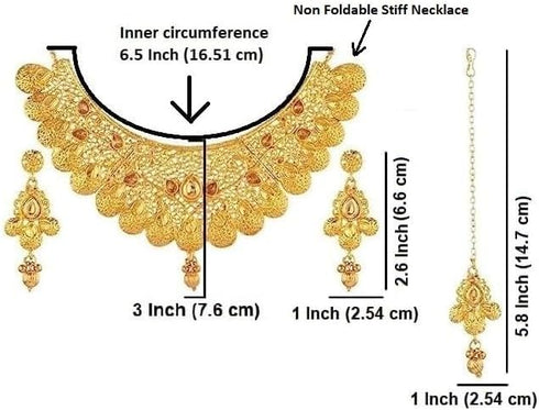 Efulgenz Indian Bollywood Traditional Crystal Kundan Choker Necklace Earrings Maang Tikka Wedding Bridal Jewelry Set For Women...