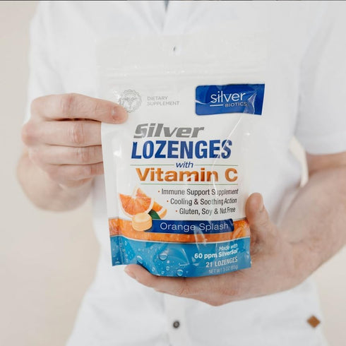 Silver Biotics Colloidal Silver Lozenges | 60 ppm SilverSol Ag?O? Technology | Immune Support + Throat Soothing | Orange Vitamin C | 21 Count...