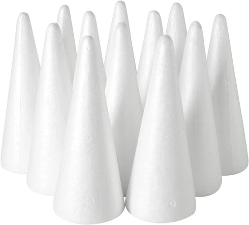Juvale Cone Shapes Foam Cones for Crafts - 2.87 x 7.25 in White Polystyrene - 12 Pack - DIY Decor & Art Projects...