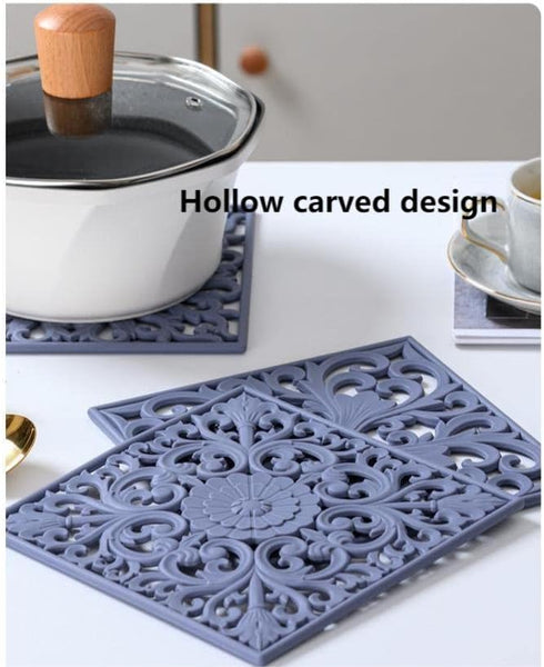 Silicone Trivets for Hot Dishes, Pots & Pans, Square Hot Pads for Kitchen, Flexible Silicone Pot Holders for Table, Non-Slip Heat Resistant Trivet...