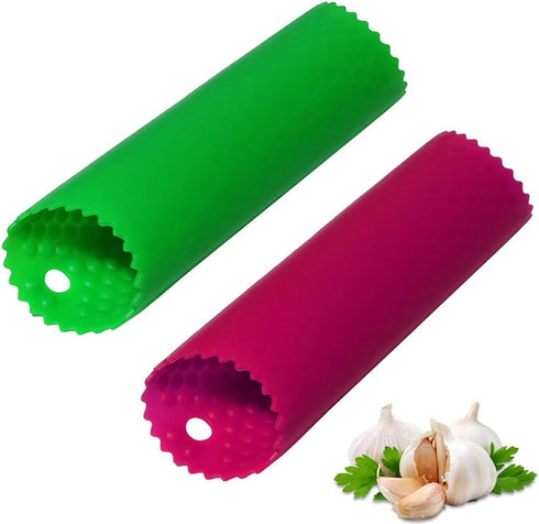 Sinnsally Garlic Peeler Skin Remover Roller Keeper,Easy Quick to Peeled Garlic Cloves with Silicone Tube Roller Garlic Peeling Kitchen Tool (Green...