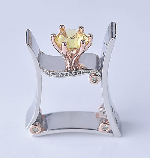 HUKQBUNX 925 Sterling Silver Two-Color Topaz Colorful Topaz Women's Fashion Ring Square Crystal Zircon Women's Fashion Diamond Wedding Engagement ...
