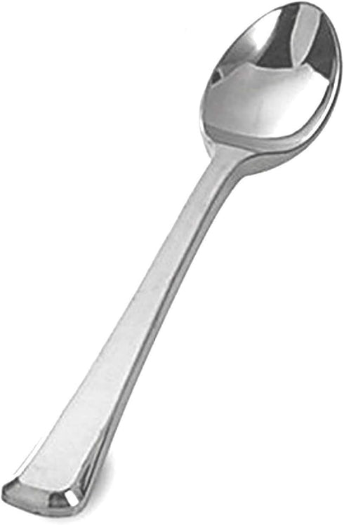 Zappy 100 Silver Mini Plastic Spoons - 3.75" Dessert & Ice Cream Spoons...
