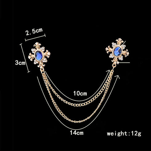 Cross Crystal Tassel Chain Brooch.Gold Silver Tassel Collar Pins Broochs Rhinestone Lapel Pin for Men Women Suit Accessories...