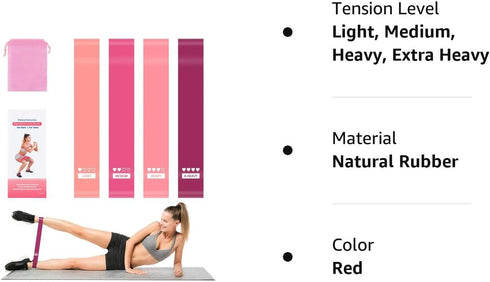 Portzon Resistance Loop Exercise Bands, Suitable for arm, Leg Stretching and Strength Training, Muscle Recovery, deep Squat and Pilates...