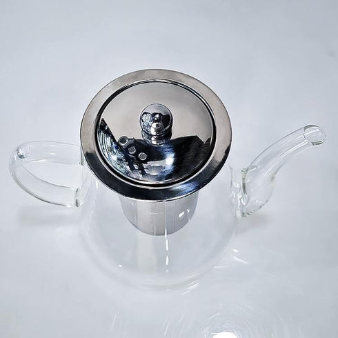 Clear Glass Teapot with Removable Stainless Steel Filter and Spout, Heat-Resistant Borosilicate Glass Teapot for Blooming Tea, Loose Leaf Tea...