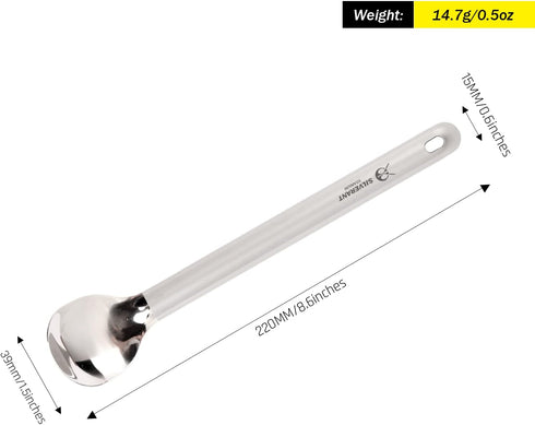 Titanium Long Handle Spoon With Polished Bowl, For Camping, Hiking & Backpacking, Extra Strong, Durable & Lightweight - 8.6” Long With Drawstring ...