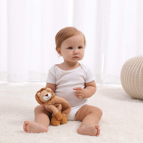 Apricot Lamb Stuffed Animals Security Blanket Yellow Lion Infant Nursery Character Blanket Luxury Snuggler Plush(Yellow Lion, 10 Inches)...