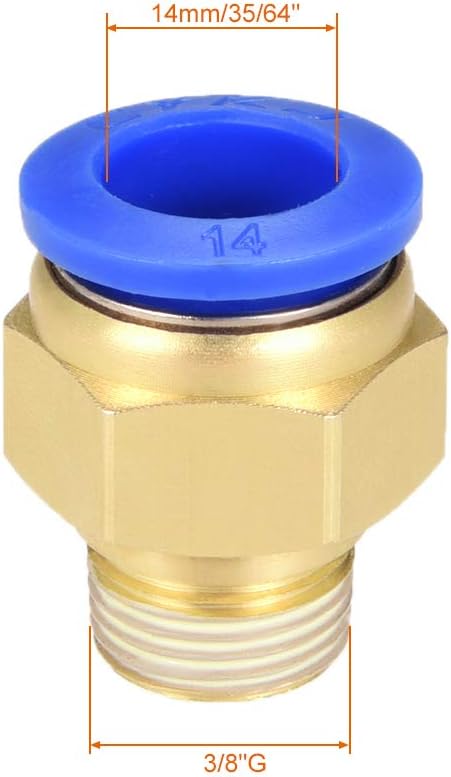 uxcell Straight Pneumatic Push to Quick Connect Fittings G3/8 Male x 14mm Tube OD 4pcs...